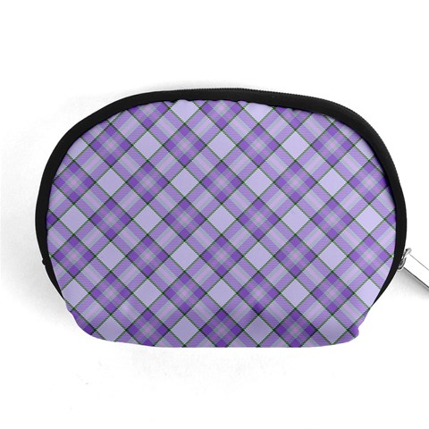 Purple Plaid Tartan 2 Diagonal Accessory Pouch (Medium) from ArtsNow.com Front