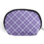 Purple Plaid Tartan 2 Diagonal Accessory Pouch (Medium)