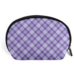 Purple Plaid Tartan 2 Diagonal Accessory Pouch (Large)