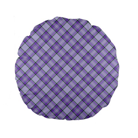 Purple Plaid Tartan 2 Diagonal Standard 15  Premium Flano Round Cushions from ArtsNow.com Back