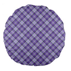 Purple Plaid Tartan 2 Diagonal Large 18  Premium Flano Round Cushions from ArtsNow.com Front