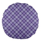 Purple Plaid Tartan 2 Diagonal Large 18  Premium Flano Round Cushions