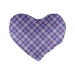 Purple Plaid Tartan 2 Diagonal Standard 16  Premium Flano Heart Shape Cushions