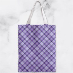 Purple Plaid Tartan 2 Diagonal Zipper Classic Tote Bag from ArtsNow.com Front