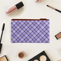 Purple Plaid Tartan 2 Diagonal Cosmetic Bag (XS) from ArtsNow.com Back