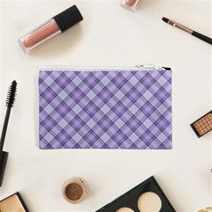 Purple Plaid Tartan 2 Diagonal Cosmetic Bag (XS) from ArtsNow.com Back