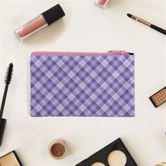 Purple Plaid Tartan 2 Diagonal Cosmetic Bag (XS) from ArtsNow.com Back