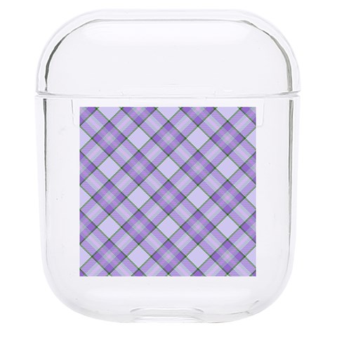 Purple Plaid Tartan 2 Diagonal Hard PC AirPods 1/2 Case from ArtsNow.com Front