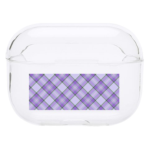 Purple Plaid Tartan 2 Diagonal Hard PC AirPods Pro Case from ArtsNow.com Front