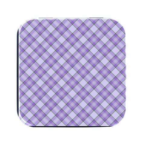 Purple Plaid Tartan 2 Diagonal Square Metal Box (Black) from ArtsNow.com Front