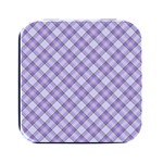 Purple Plaid Tartan 2 Diagonal Square Metal Box (Black)