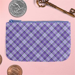 Purple Plaid Tartan 2 Diagonal Large Coin Purse from ArtsNow.com Front