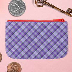 Purple Plaid Tartan 2 Diagonal Large Coin Purse from ArtsNow.com Back