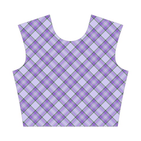 Purple Plaid Tartan 2 Diagonal Cotton Crop Top from ArtsNow.com Front