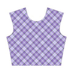 Purple Plaid Tartan 2 Diagonal Cotton Crop Top from ArtsNow.com Front