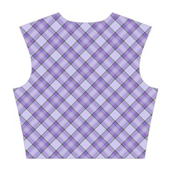 Purple Plaid Tartan 2 Diagonal Cotton Crop Top from ArtsNow.com Back