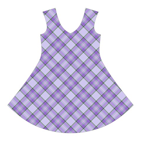 Purple Plaid Tartan 2 Diagonal Short Sleeve V Front