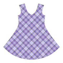 Purple Plaid Tartan 2 Diagonal Short Sleeve V Front