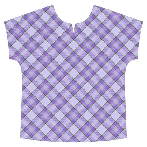 Purple Plaid Tartan 2 Diagonal Short Sleeve Long Pants Satin Pajamas Set from ArtsNow.com Front