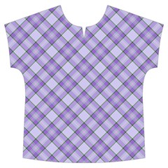 Purple Plaid Tartan 2 Diagonal Short Sleeve Long Pants Satin Pajamas Set from ArtsNow.com Front