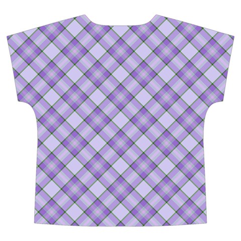 Purple Plaid Tartan 2 Diagonal Short Sleeve Long Pants Satin Pajamas Set from ArtsNow.com Back