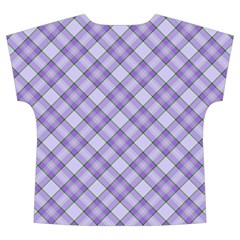 Purple Plaid Tartan 2 Diagonal Short Sleeve Long Pants Satin Pajamas Set from ArtsNow.com Back