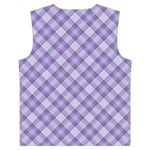 Purple Plaid Tartan 2 Diagonal Kid s Button Up Puffer Vest from ArtsNow.com Back