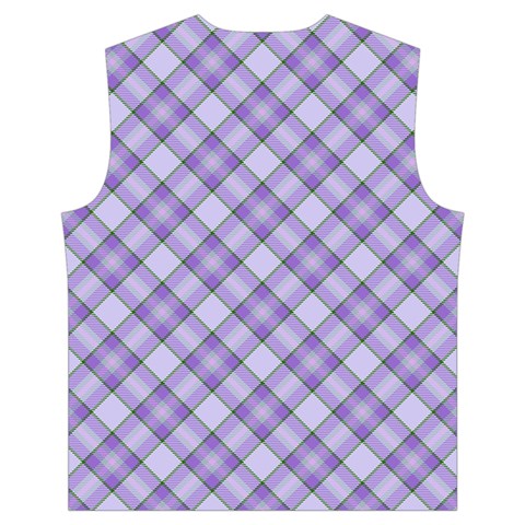 Purple Plaid Tartan 2 Diagonal Men s High Neck Button Up Puffer Vest from ArtsNow.com Back