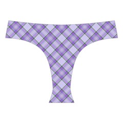 Purple Plaid Tartan 2 Diagonal Cross Back Hipster Bikini Set from ArtsNow.com Front Under