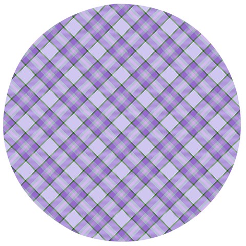 Purple Plaid Tartan 2 Diagonal Wooden Bottle Opener (Round) from ArtsNow.com Front