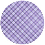 Purple Plaid Tartan 2 Diagonal Wooden Bottle Opener (Round)