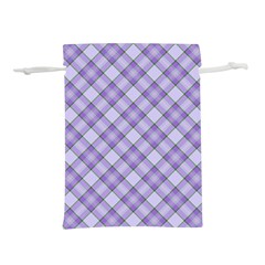 Purple Plaid Tartan 2 Diagonal Lightweight Drawstring Pouch (S) from ArtsNow.com Front