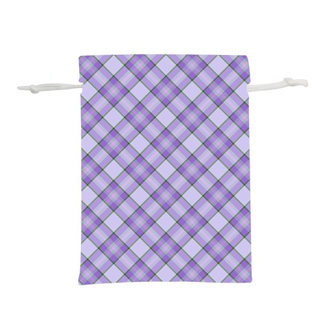 Purple Plaid Tartan 2 Diagonal Lightweight Drawstring Pouch (S) from ArtsNow.com Back