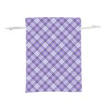 Purple Plaid Tartan 2 Diagonal Lightweight Drawstring Pouch (L)