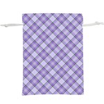 Purple Plaid Tartan 2 Diagonal Lightweight Drawstring Pouch (XL)