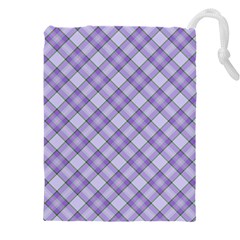 Purple Plaid Tartan 2 Diagonal Drawstring Pouch (4XL) from ArtsNow.com Front