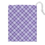 Purple Plaid Tartan 2 Diagonal Drawstring Pouch (4XL)