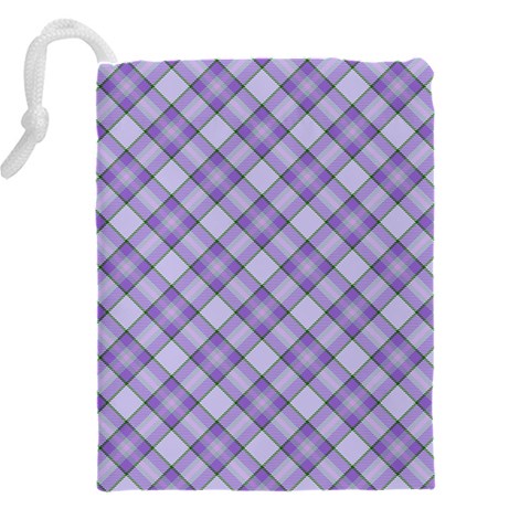 Purple Plaid Tartan 2 Diagonal Drawstring Pouch (5XL) from ArtsNow.com Back