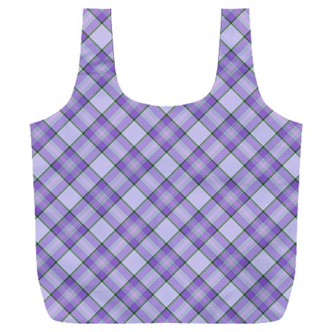 Purple Plaid Tartan 2 Diagonal Full Print Recycle Bag (XXL) from ArtsNow.com Front