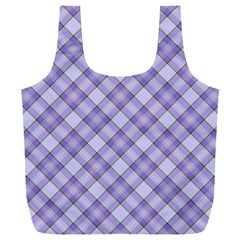 Purple Plaid Tartan 2 Diagonal Full Print Recycle Bag (XXL) from ArtsNow.com Front