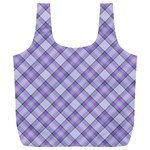 Purple Plaid Tartan 2 Diagonal Full Print Recycle Bag (XXL)