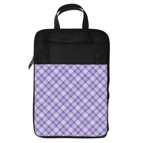 Purple Plaid Tartan 2 Diagonal Foldable Shoe Storage Bag from ArtsNow.com Front