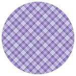 Purple Plaid Tartan 2 Diagonal Round Trivet