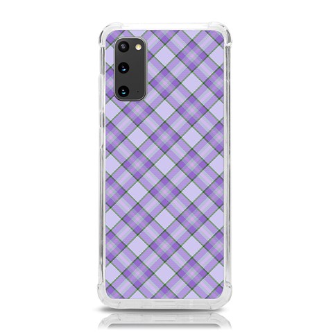 Purple Plaid Tartan 2 Diagonal Samsung Galaxy S20 6.2 Inch TPU UV Case from ArtsNow.com Front