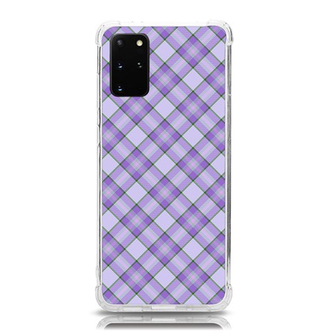 Purple Plaid Tartan 2 Diagonal Samsung Galaxy S20 Plus 6.7 Inch TPU UV Case from ArtsNow.com Front