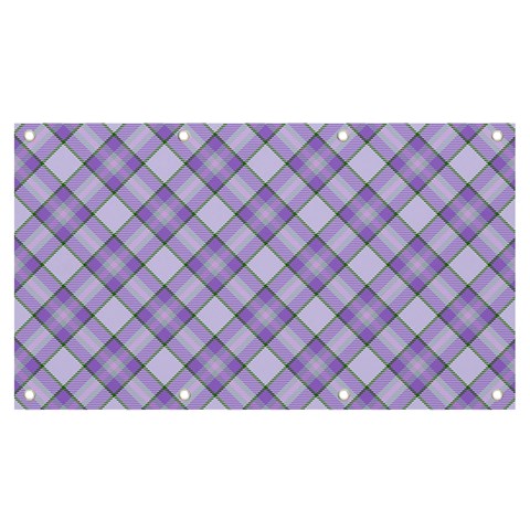 Purple Plaid Tartan 2 Diagonal Banner and Sign 7  x 4  from ArtsNow.com Front