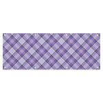 Purple Plaid Tartan 2 Diagonal Banner and Sign 8  x 3 