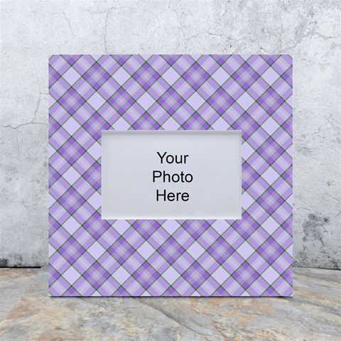 Purple Plaid Tartan 2 Diagonal White Box Photo Frame 4  x 6  from ArtsNow.com Front