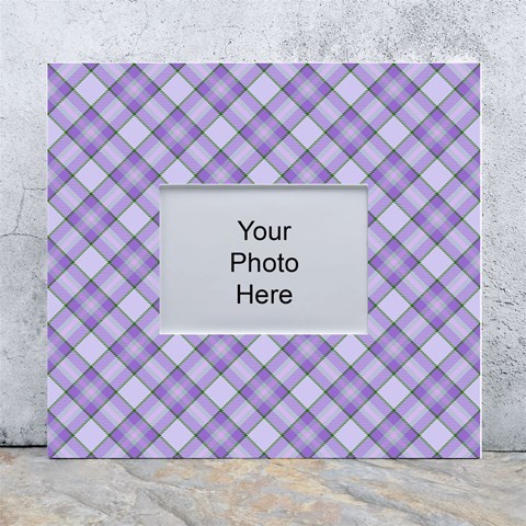 Purple Plaid Tartan 2 Diagonal White Wall Photo Frame 5  x 7  from ArtsNow.com Front