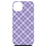 Purple Plaid Tartan 2 Diagonal iPhone 14 Plus Black UV Print PC Hardshell Case